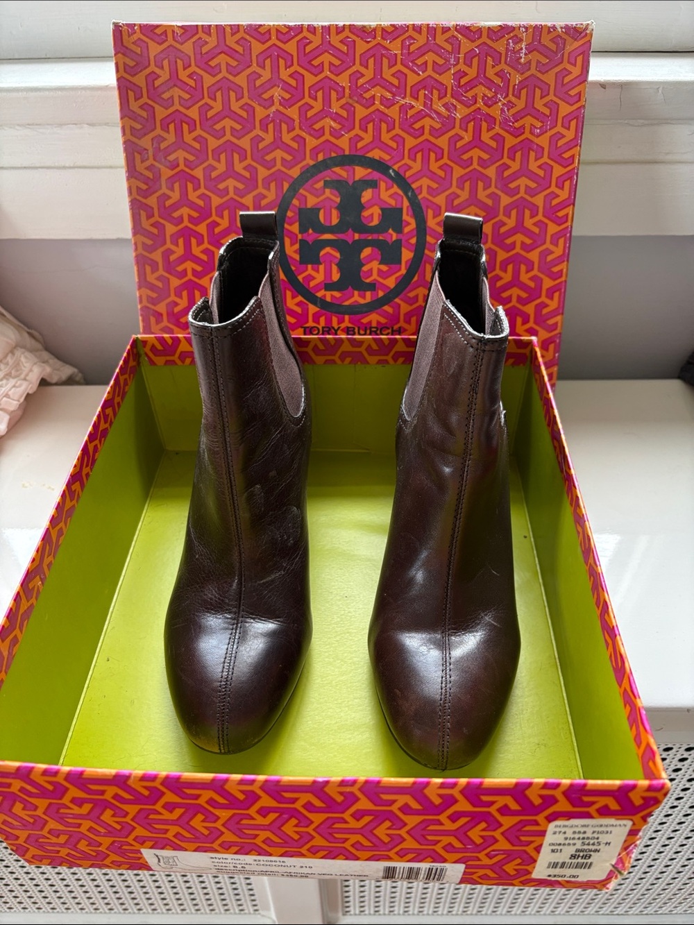 Tory Burch Dark Brown Leather Chelsea Ankle Boots purchased Bergdorf Goodman